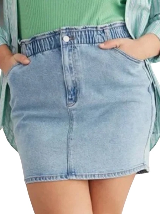 Reitmans Dresses & Skirts - Reitmans Light Blue Denim Mini Skirt Elastic Waist – Size 18/20 Like New